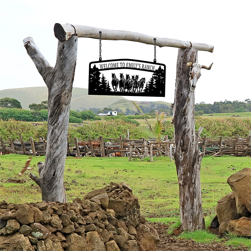 Personalized Horse Metal Ranch Sign Metal Horse Wall Art