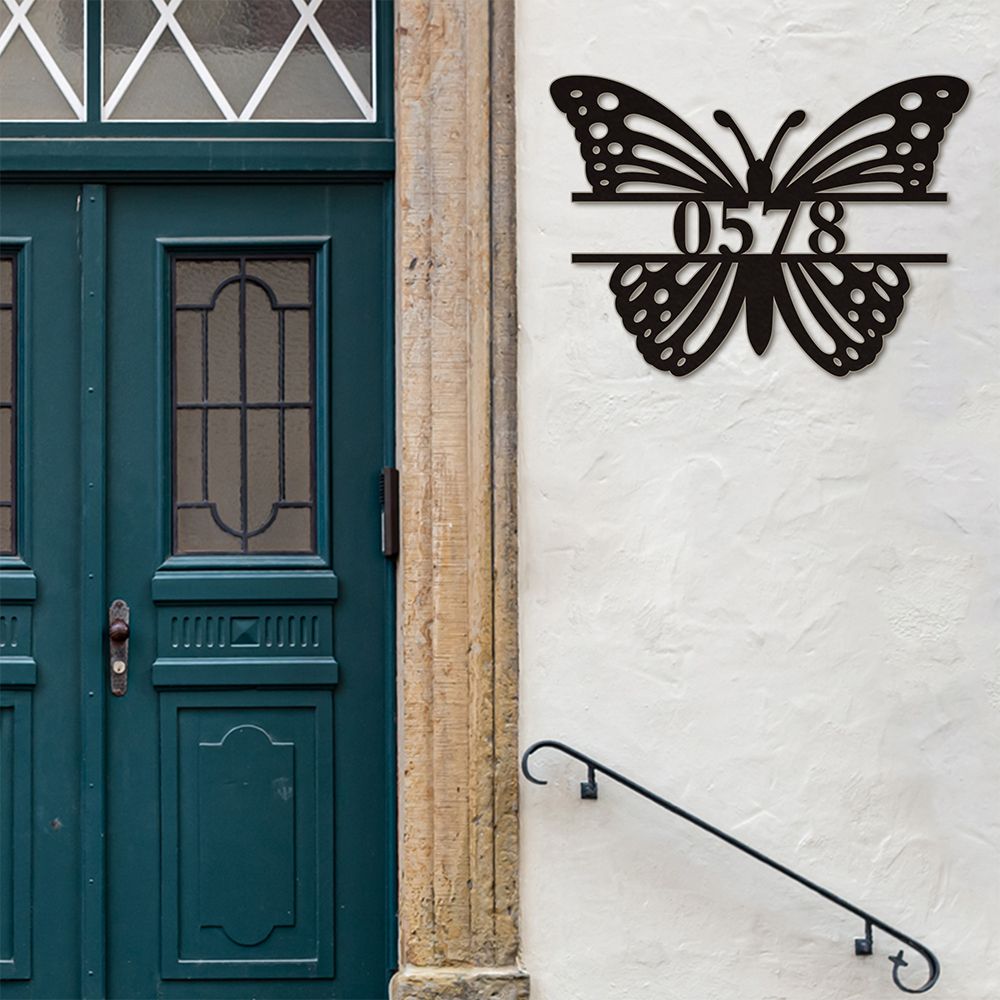 Custom Butterfly Address Sign Outdoor Metal House Numbers
