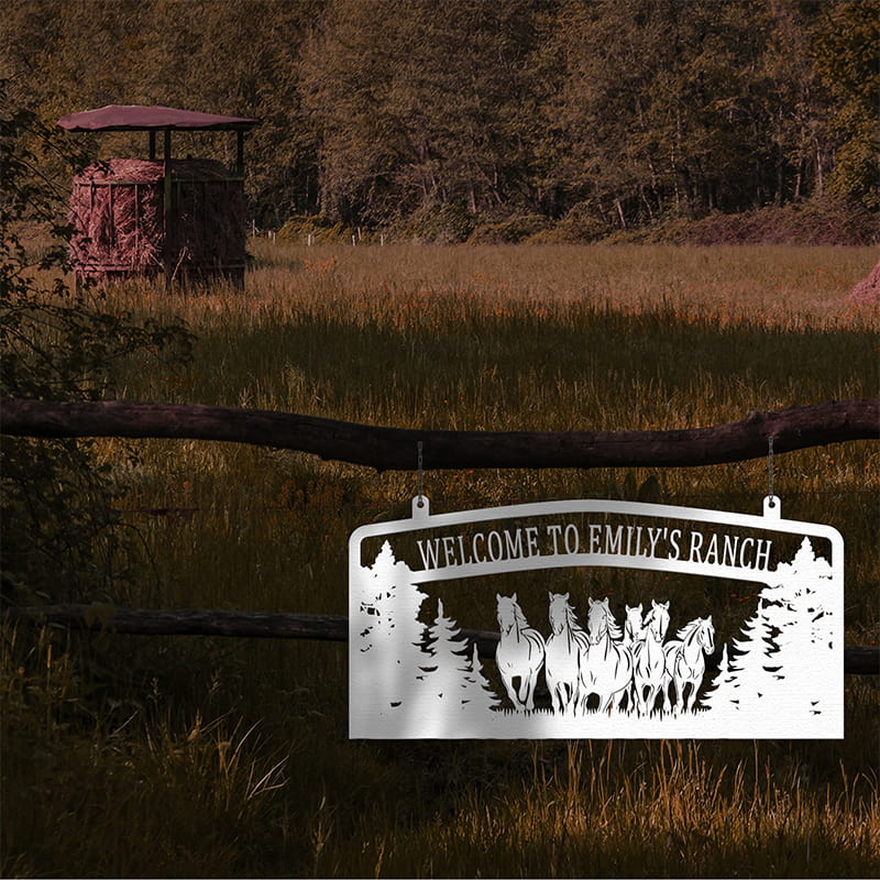 Personalized Horse Metal Ranch Sign Metal Horse Wall Art