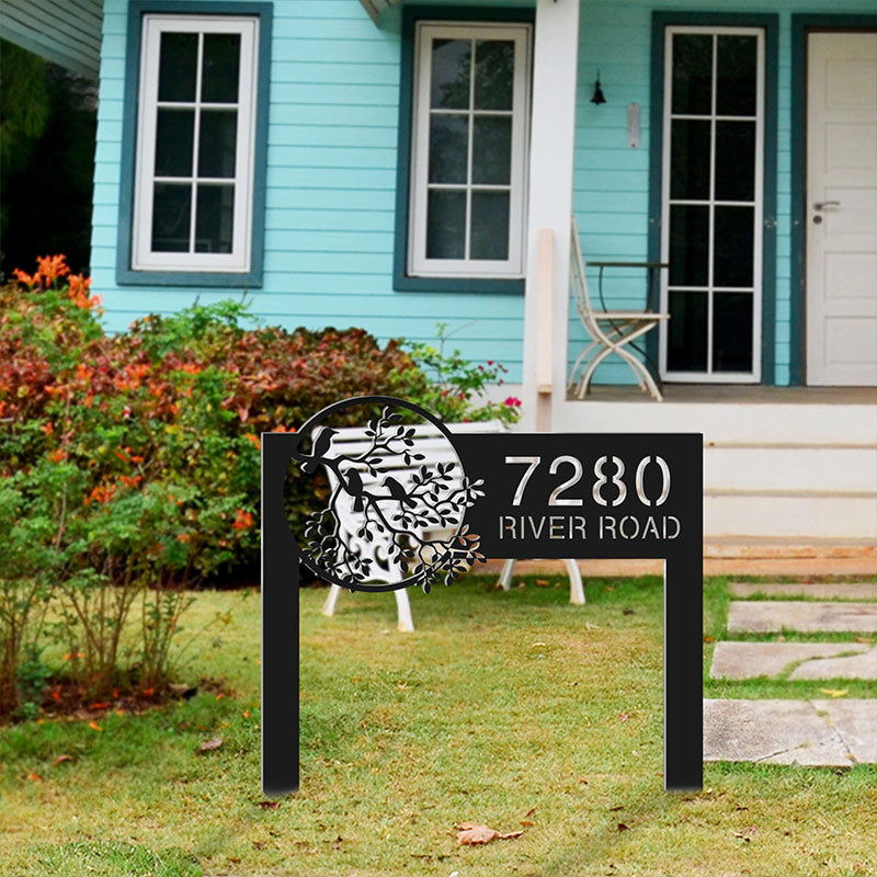Custom Bird Metal Yard Art Garden Stake Sign Address Sign