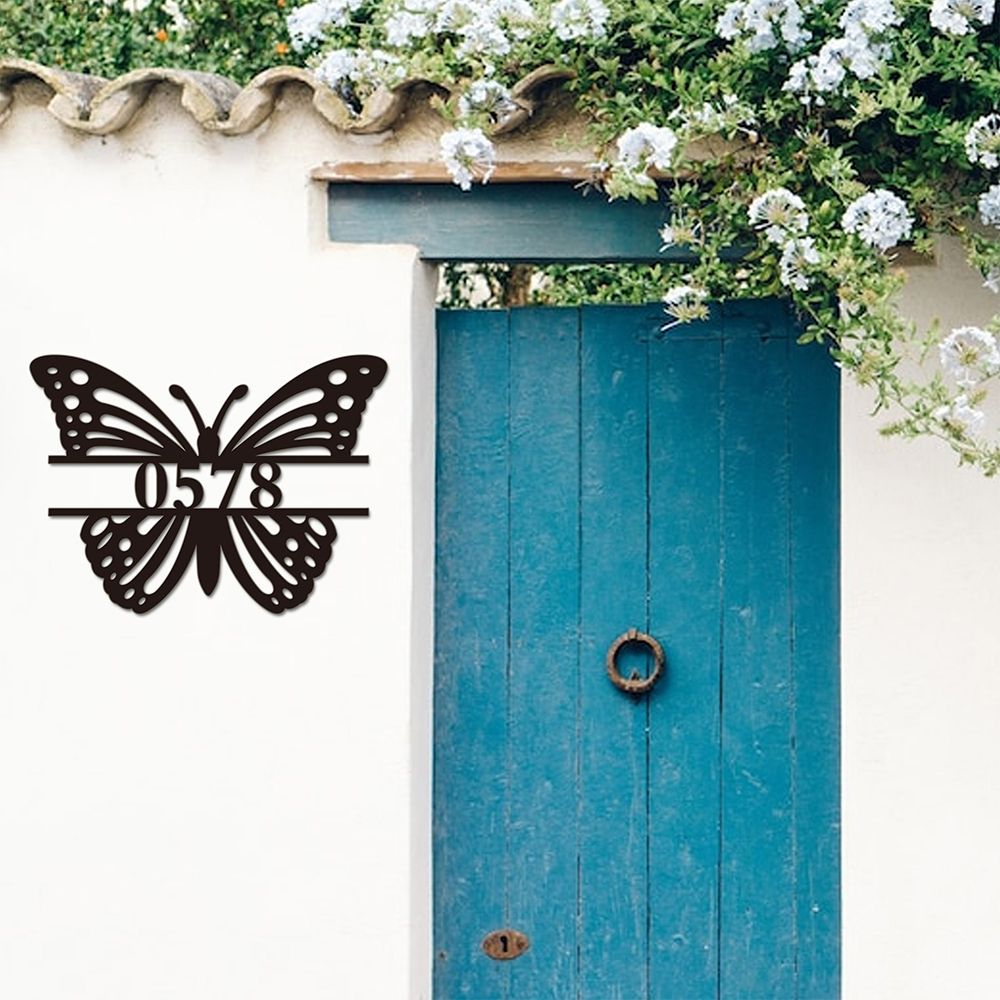 Custom Butterfly Address Sign Outdoor Metal House Numbers