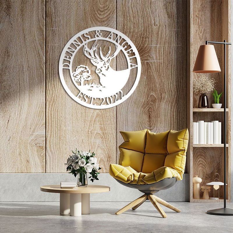 Personalized Deer Antlers Sign Deer Head Metal Sign