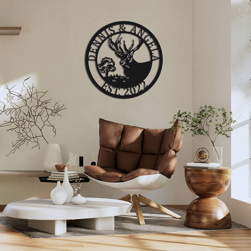 Personalized Deer Antlers Sign Deer Head Metal Sign