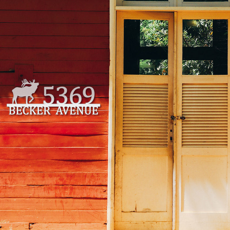 Custom Metal Elk Antler Sign House Numbers Address Sign