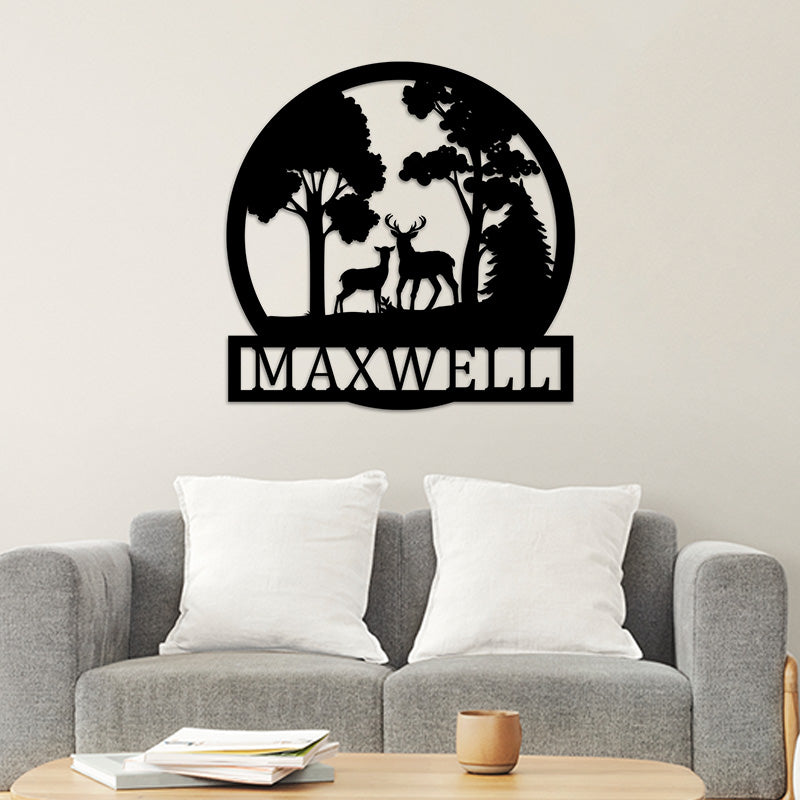 Personalized Deer Family Name Metal Cabin Sign