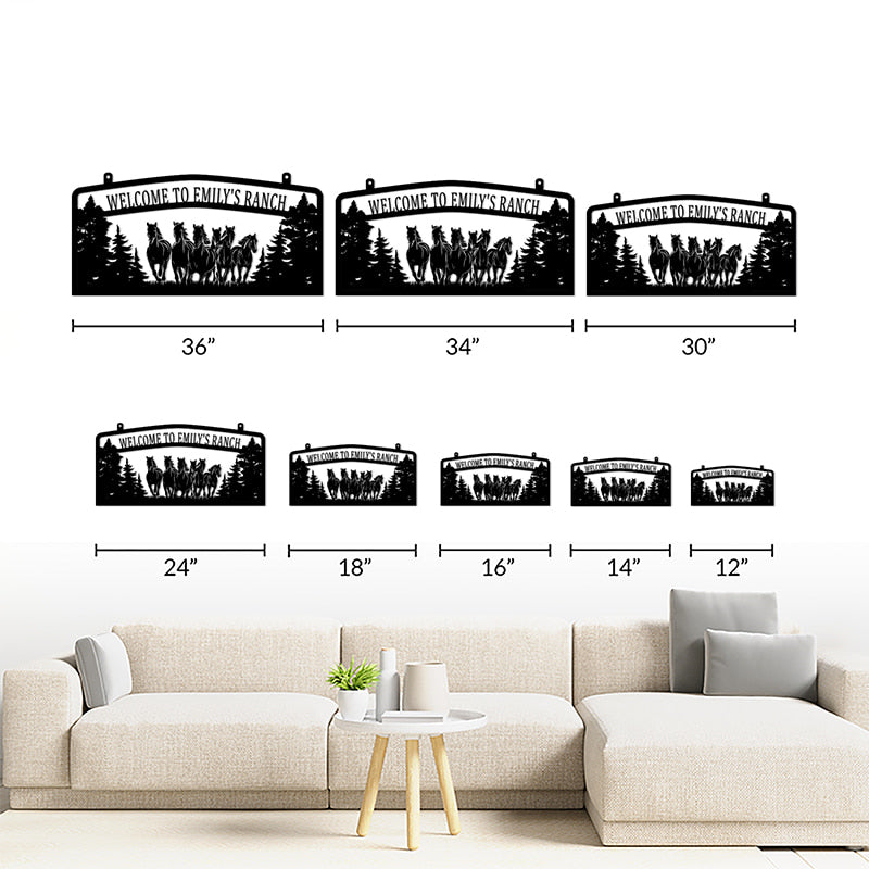 Personalized Horse Metal Ranch Sign Metal Horse Wall Art