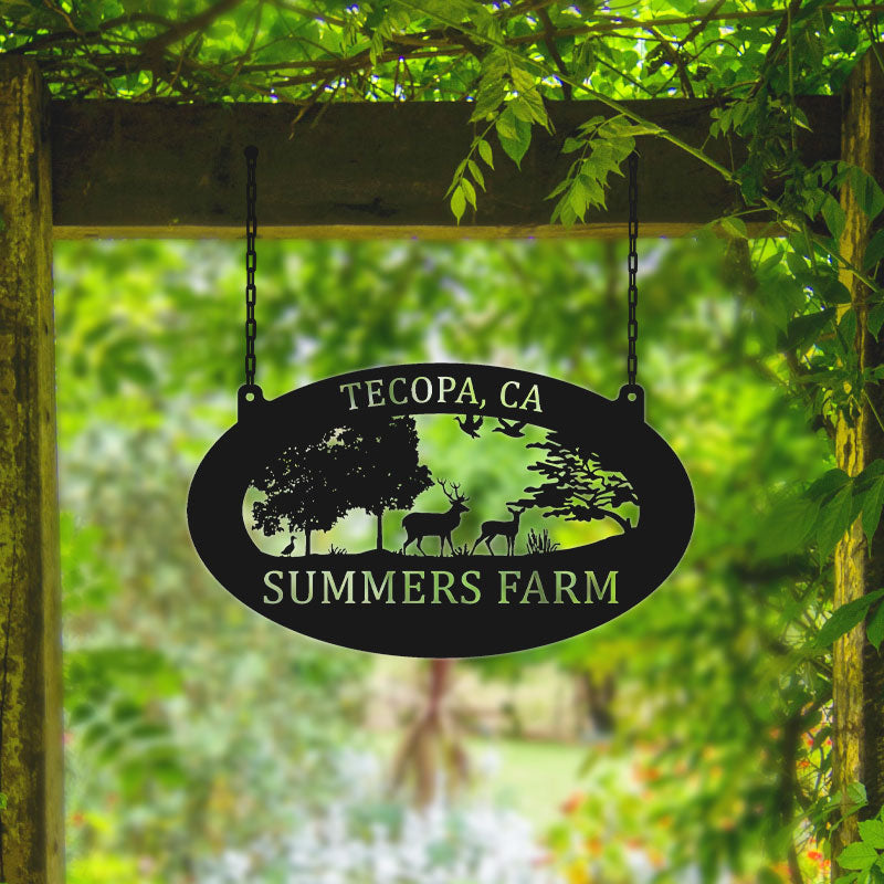 Custom Deer Family Metal Wildlife Sign for Farm Decor