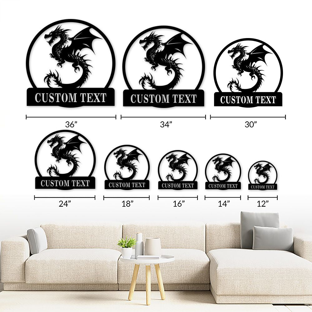 Personalized Dragon Name Metal Sign Metal Wall Art