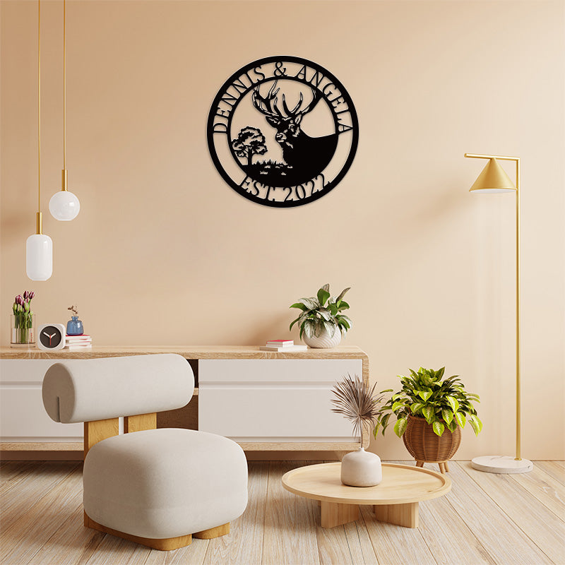Personalized Deer Antlers Sign Deer Head Metal Sign