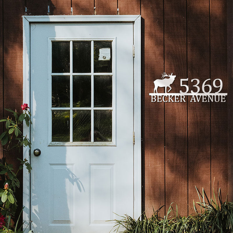 Custom Metal Elk Antler Sign House Numbers Address Sign