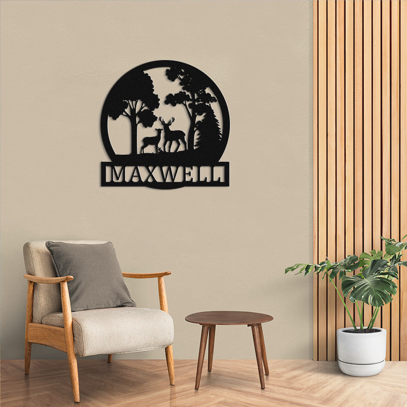 Personalized Deer Family Name Metal Cabin Sign