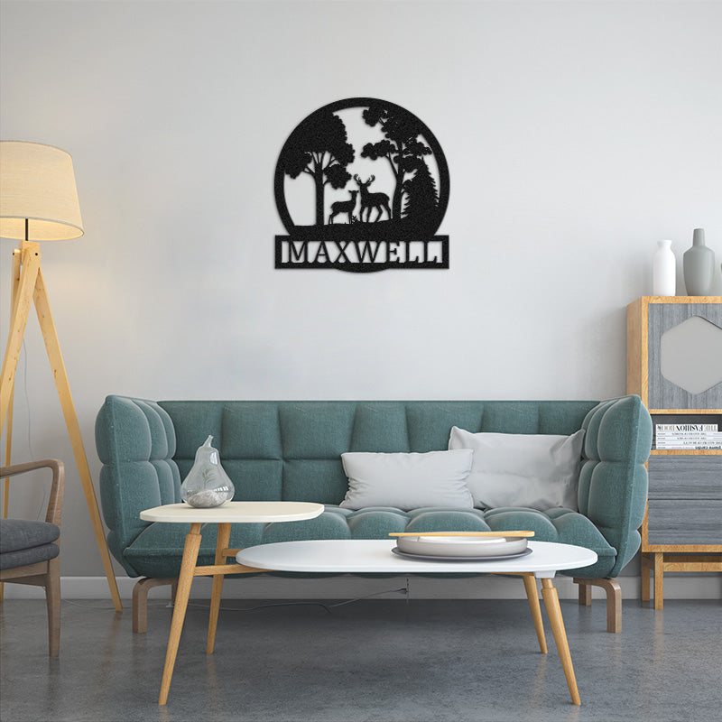 Personalized Deer Family Name Metal Cabin Sign