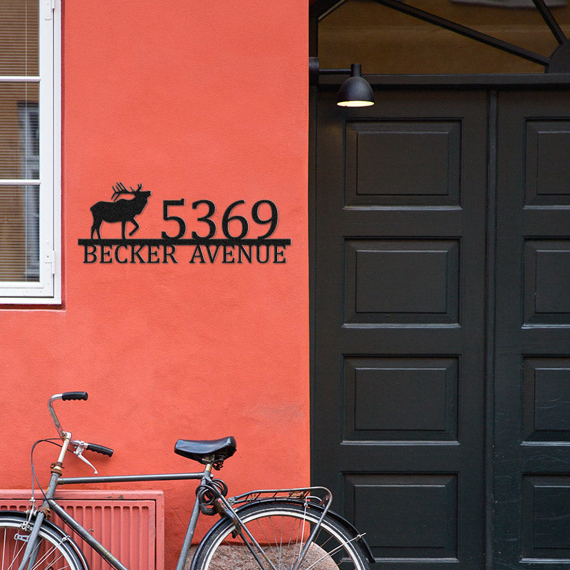 Custom Metal Elk Antler Sign House Numbers Address Sign