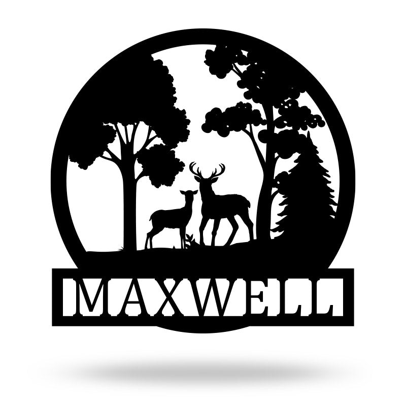 Personalized Deer Family Name Metal Cabin Sign