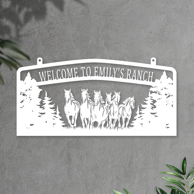 Personalized Horse Metal Ranch Sign Metal Horse Wall Art