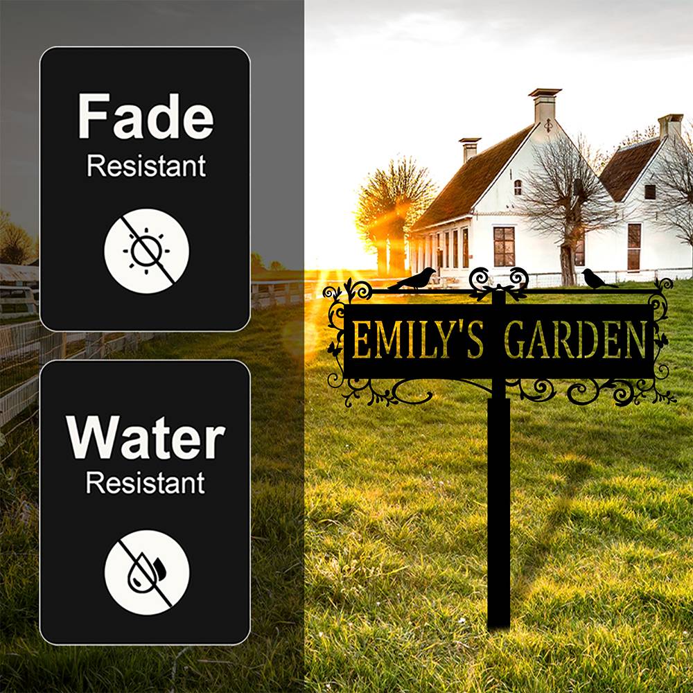 Custom Metal Bird Garden Sign with Stake Yard Decor