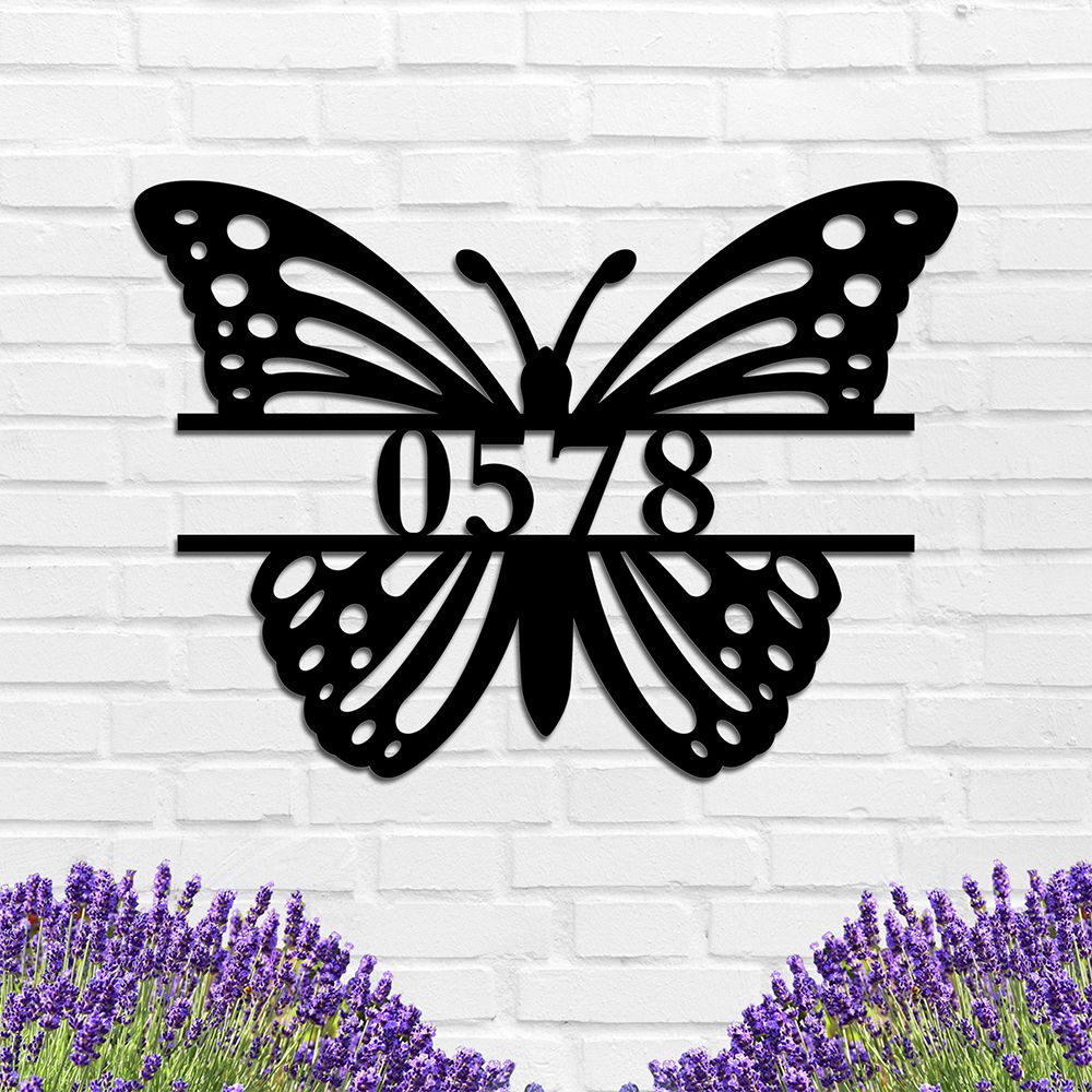 Custom Butterfly Address Sign Outdoor Metal House Numbers