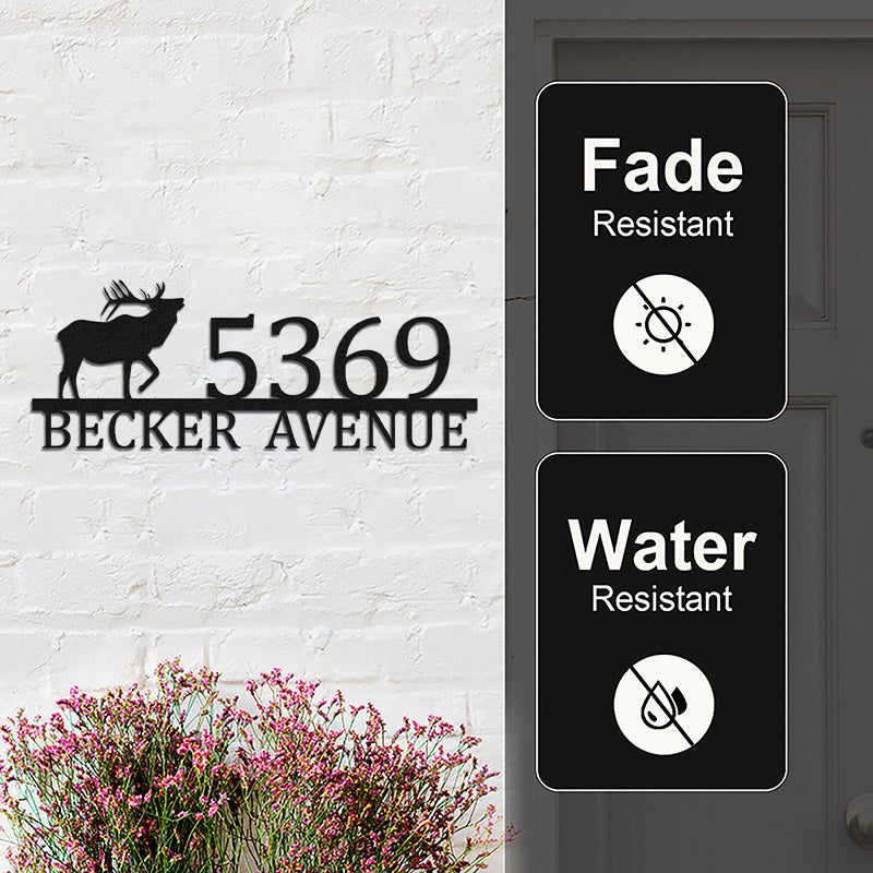 Custom Metal Elk Antler Sign House Numbers Address Sign