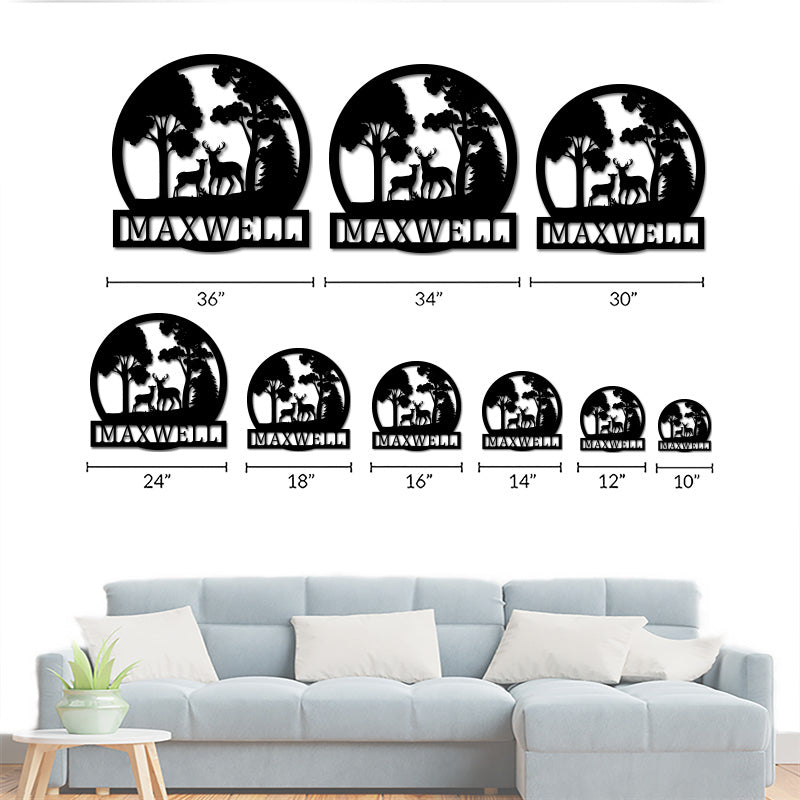Personalized Deer Family Name Metal Cabin Sign