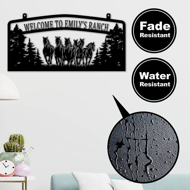 Personalized Horse Metal Ranch Sign Metal Horse Wall Art