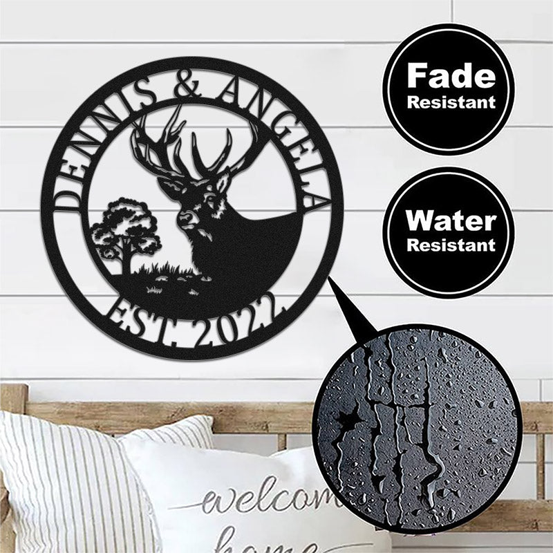 Personalized Deer Antlers Sign Deer Head Metal Sign