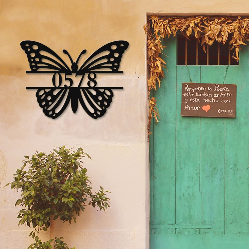 Custom Butterfly Address Sign Outdoor Metal House Numbers