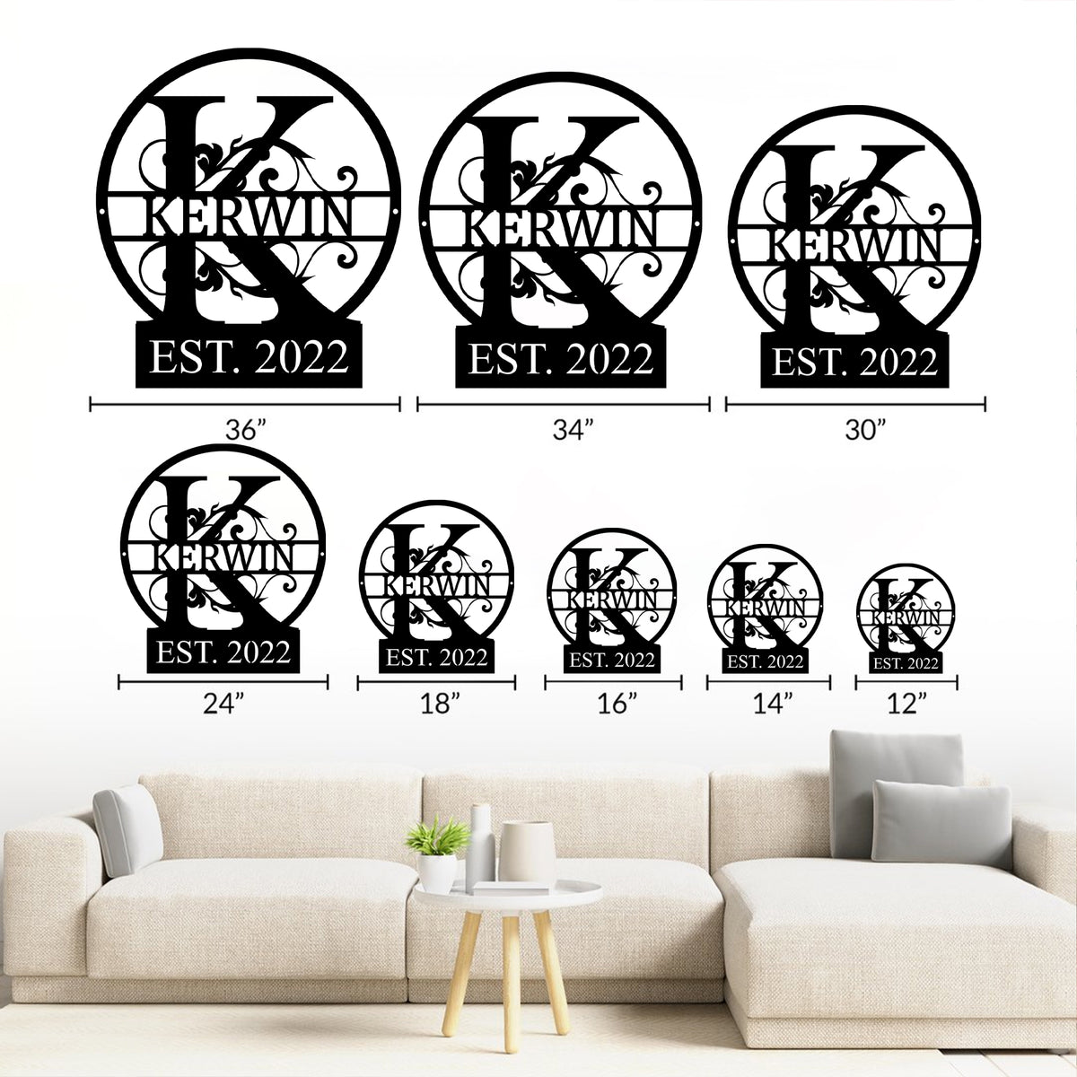 Custom Family Name Sign Metal Wall Art House Decor