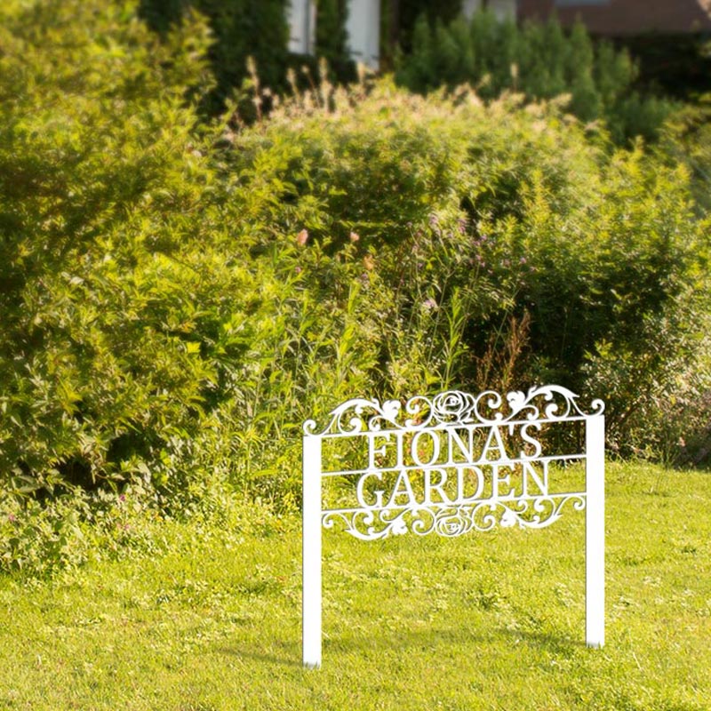 Personalized Name Metal Garden Sign with Stake