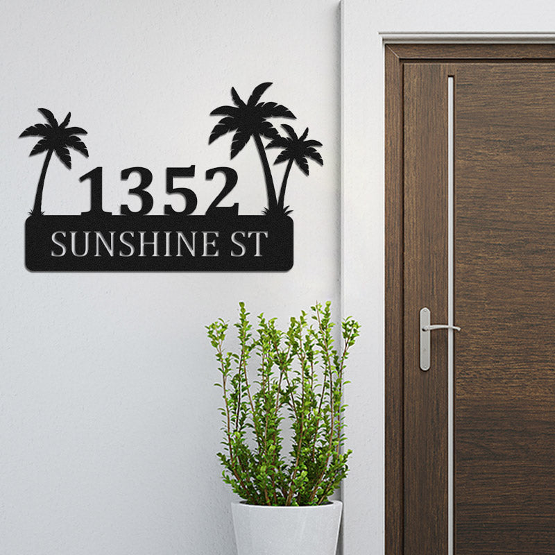 Custom Palm Tree Metal Address Sign House Numbers Plaque