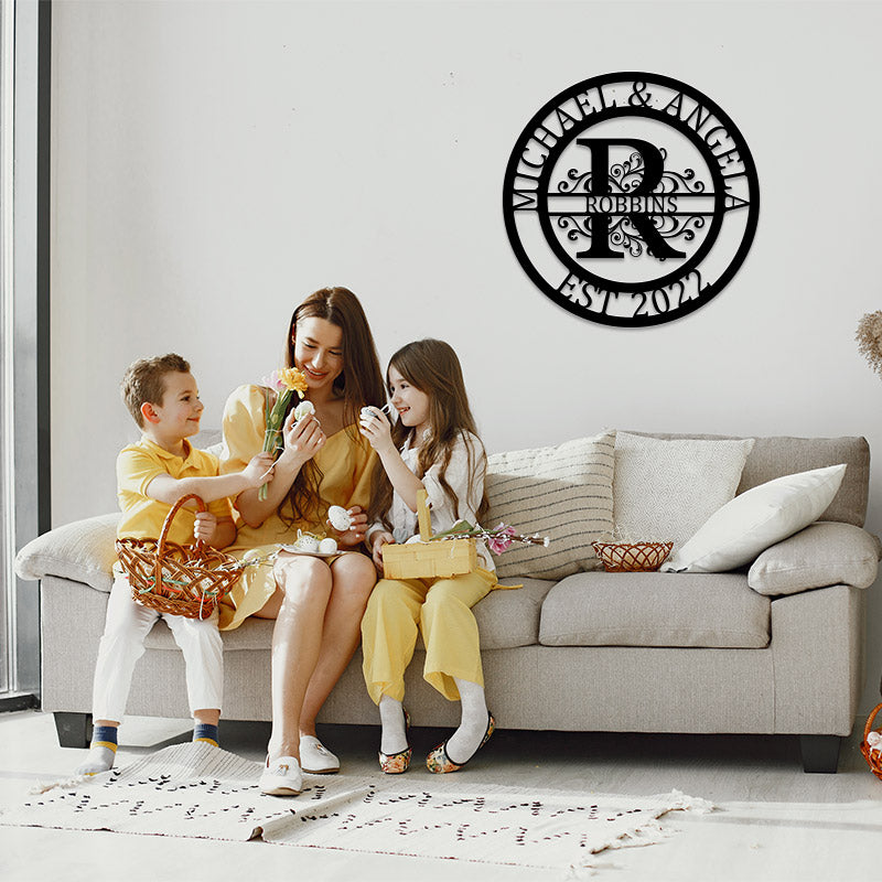 Custom Monogram Name Metal Sign for Yard Decor