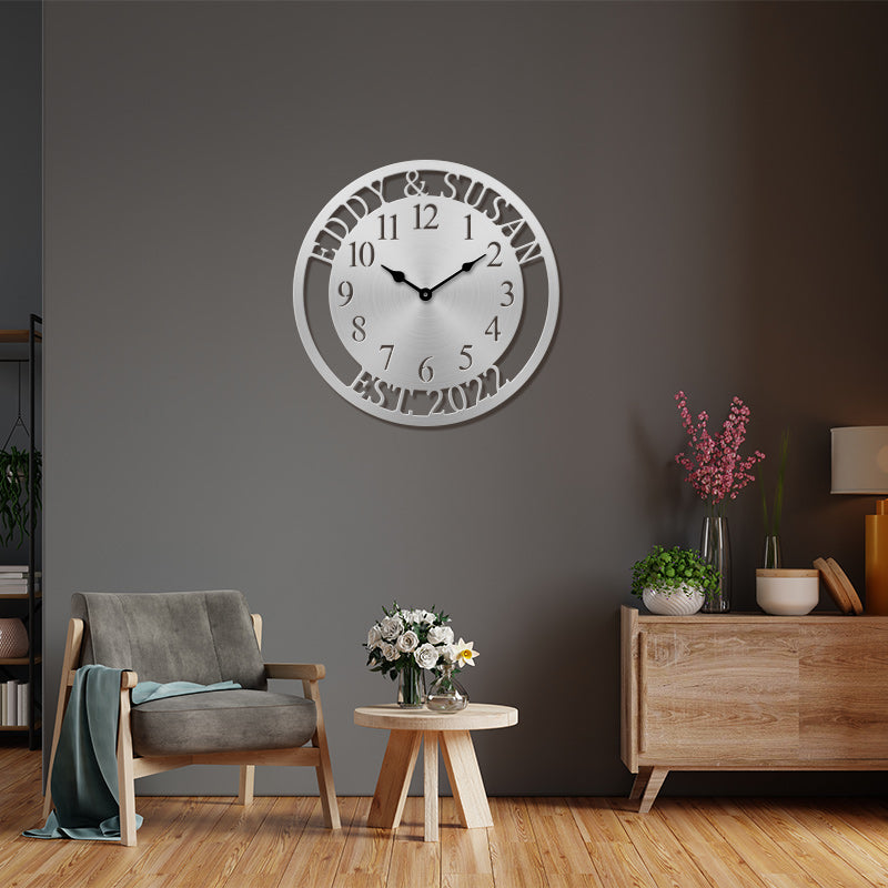 Personalized Name Metal Wall Clock for Home Decor