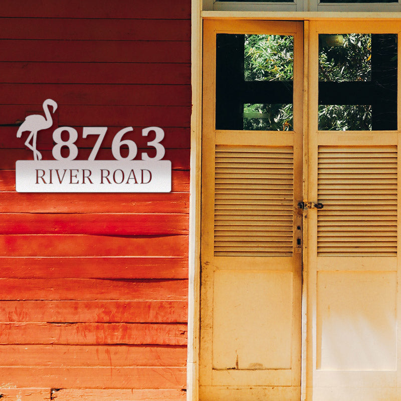Custom Flamingo Metal Address Sign House Numbers Plaque