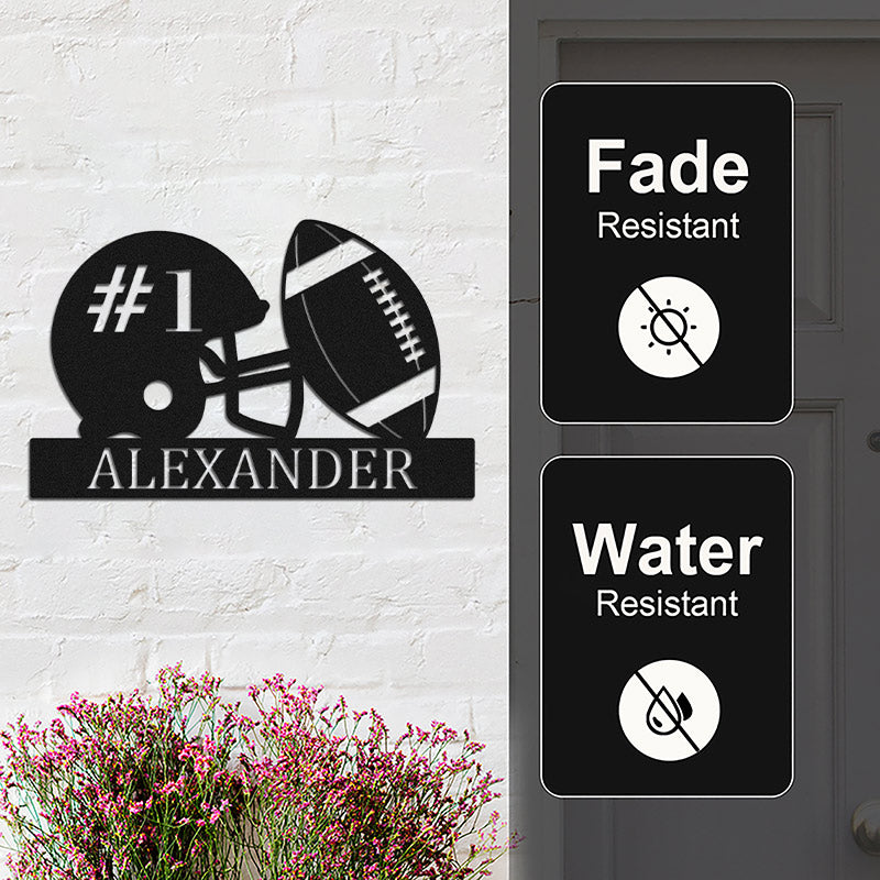 Custom Rugby Football Player Name and Number Metal Sign