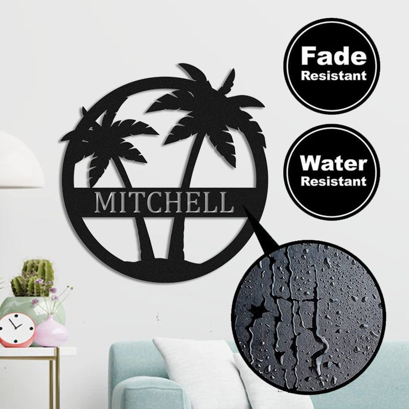 Custom Palm Trees Metal Monogram Sign For Ocean Lovers