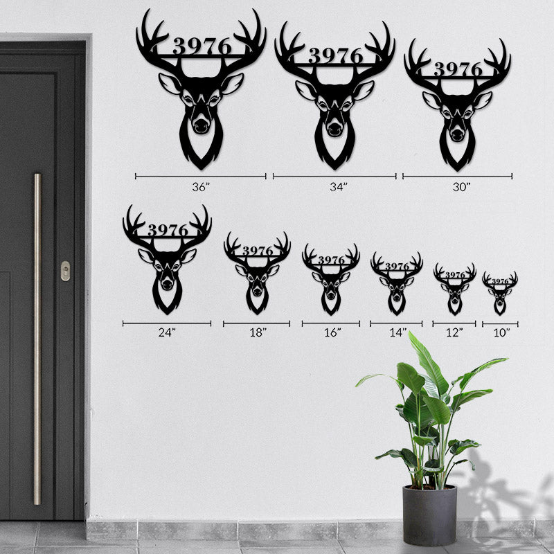 Custom Deer Head Metal Address Sign House Numbers