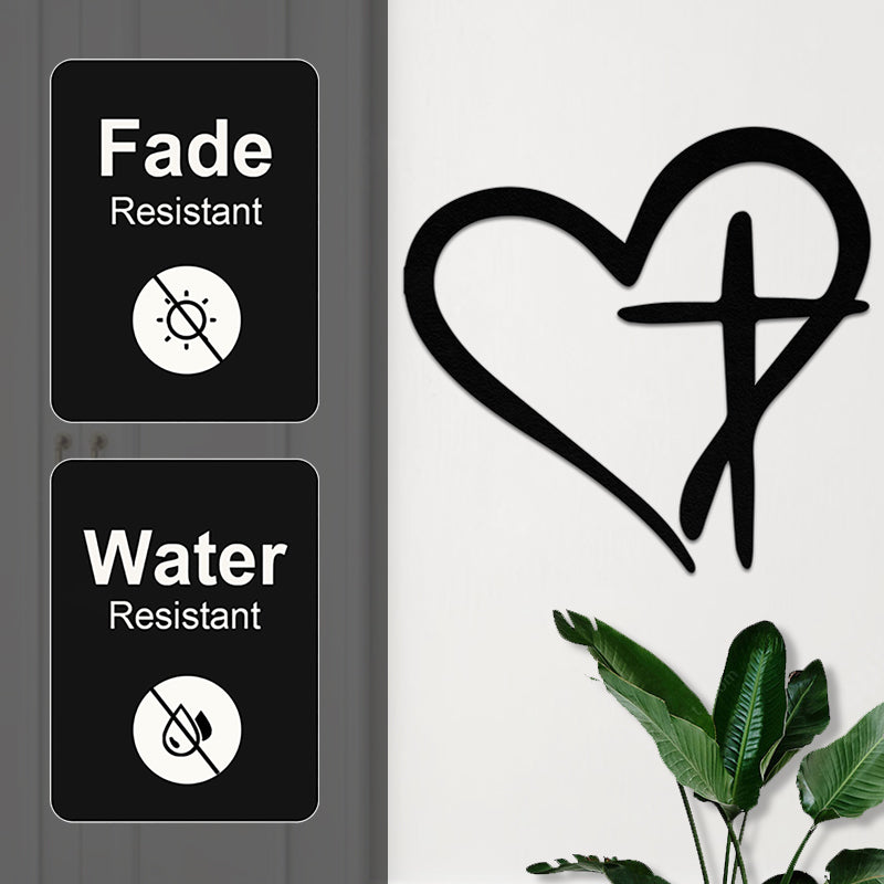 Heart Cross Metal Sign Wall Art for Your Love