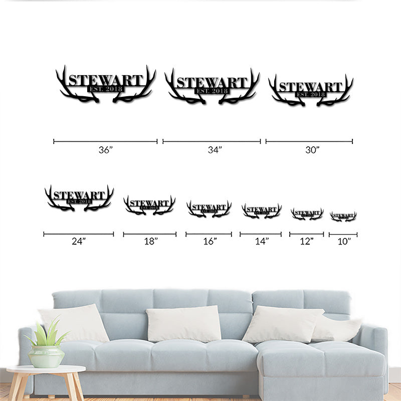 Personalized Antlers Metal Monogram Sign Wall Decor