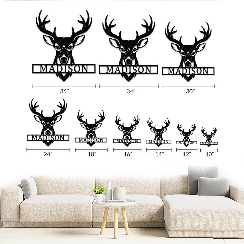 Personalized Deer Hunting Head Monogram Name Metal Sign