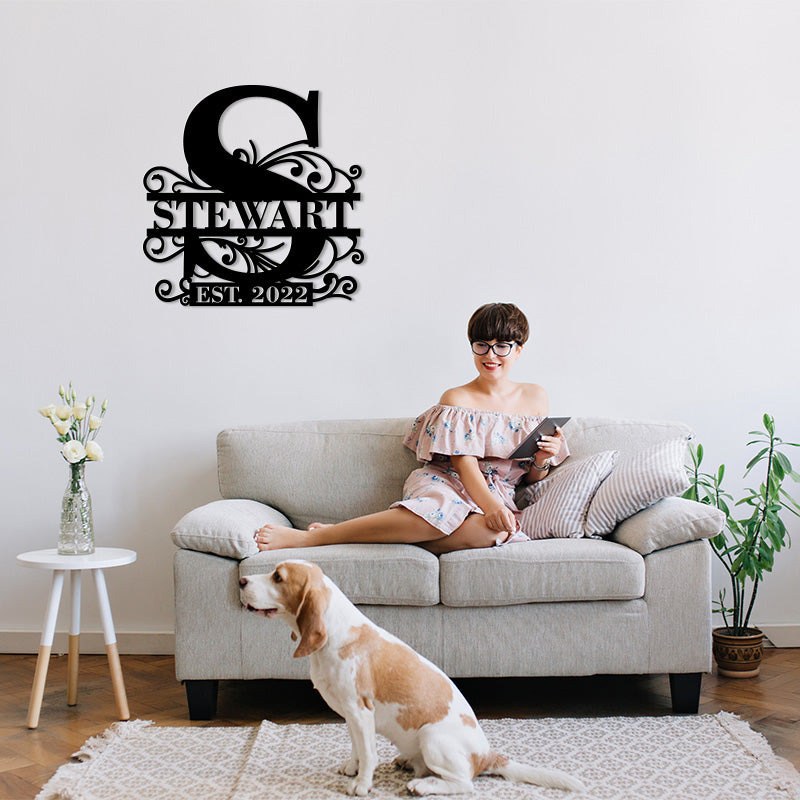 Personalized Family Lace Last Name Metal Letters Sign