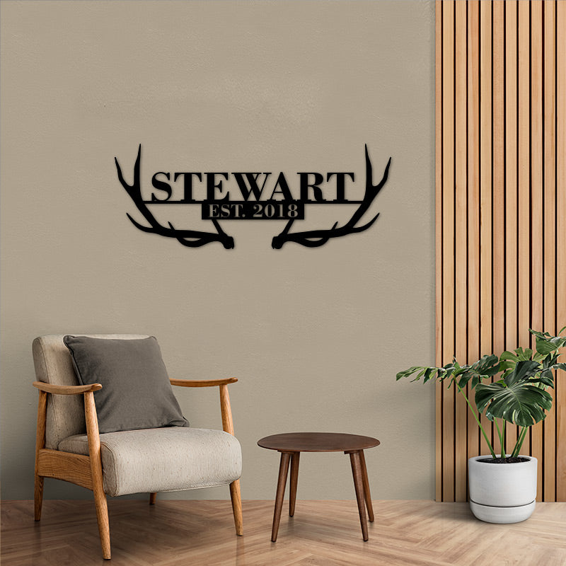 Personalized Antlers Metal Monogram Sign Wall Decor