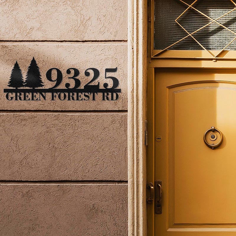 Custom Tree Metal House Number Sign Address Plaque