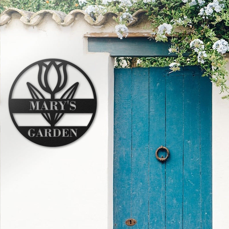 Custom Flower Name Metal Garden Sign for Yard Decor