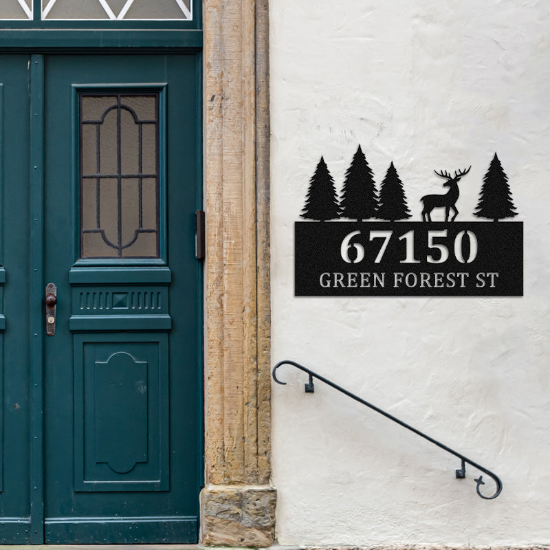Personalized Deer Metal House Number Sign Address Plaque