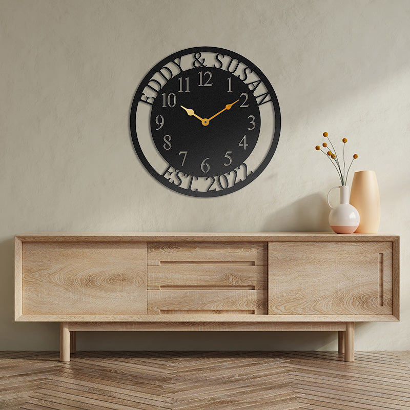 Personalized Name Metal Wall Clock for Home Decor
