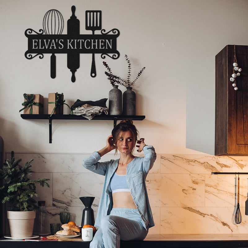 Personalized Name Kitchen Metal Monogram Sign
