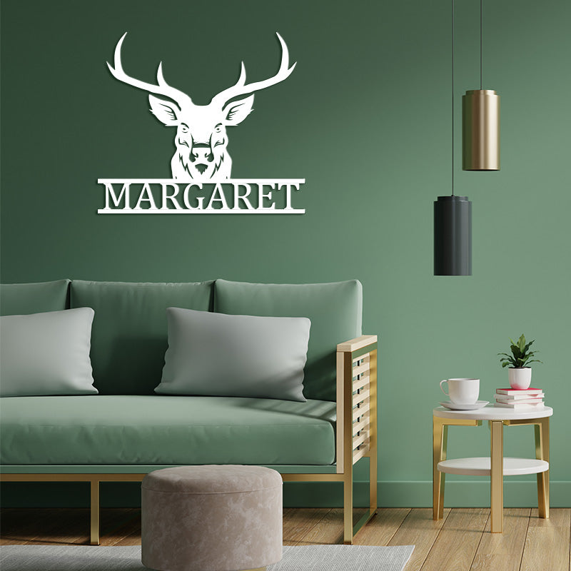 Custom Name Deer Head Metal Sign Deer Antler Decor