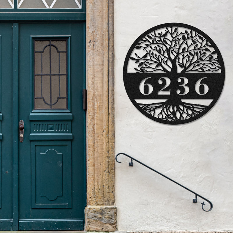 Personalized Tree Of Life Metal Address Sign House Numbers