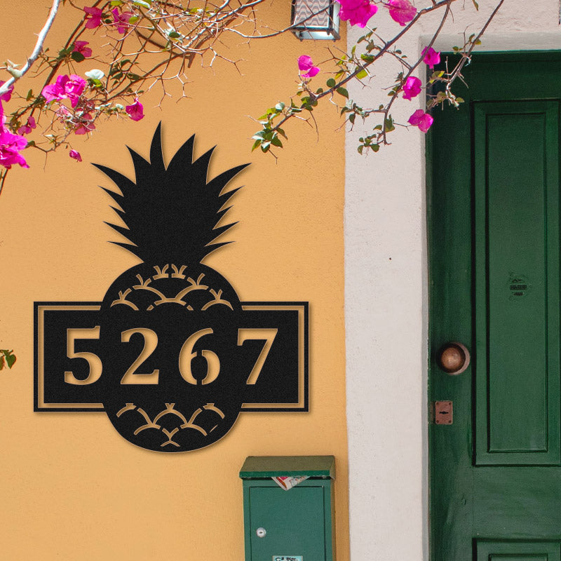 Custom Pineapple Metal Address Sign Metal House Numbers