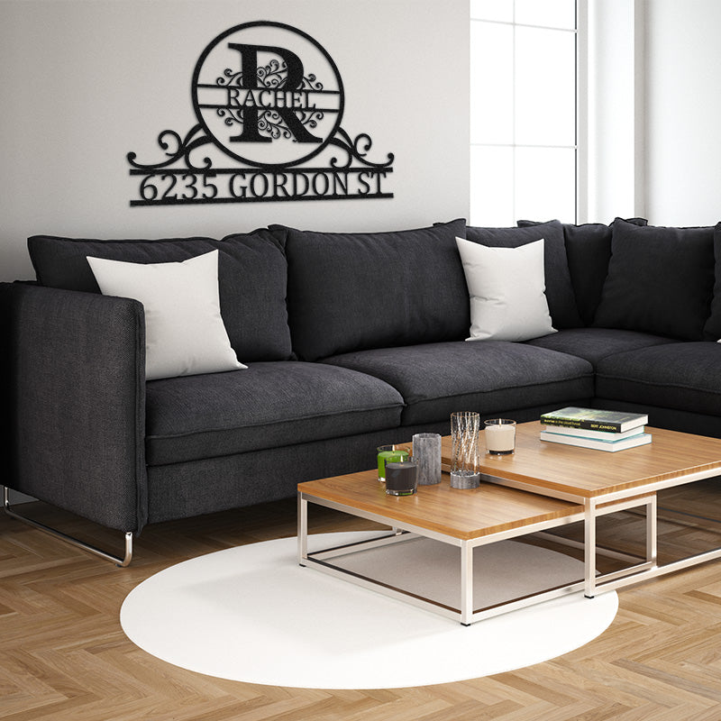 Personalized Name Monogram Metal Address Sign House Numbers