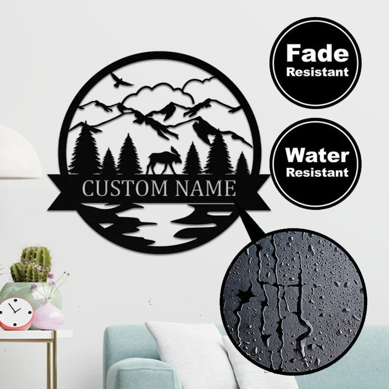 Custom Outdoor Elk Hunting Monogramn Metal Name Sign